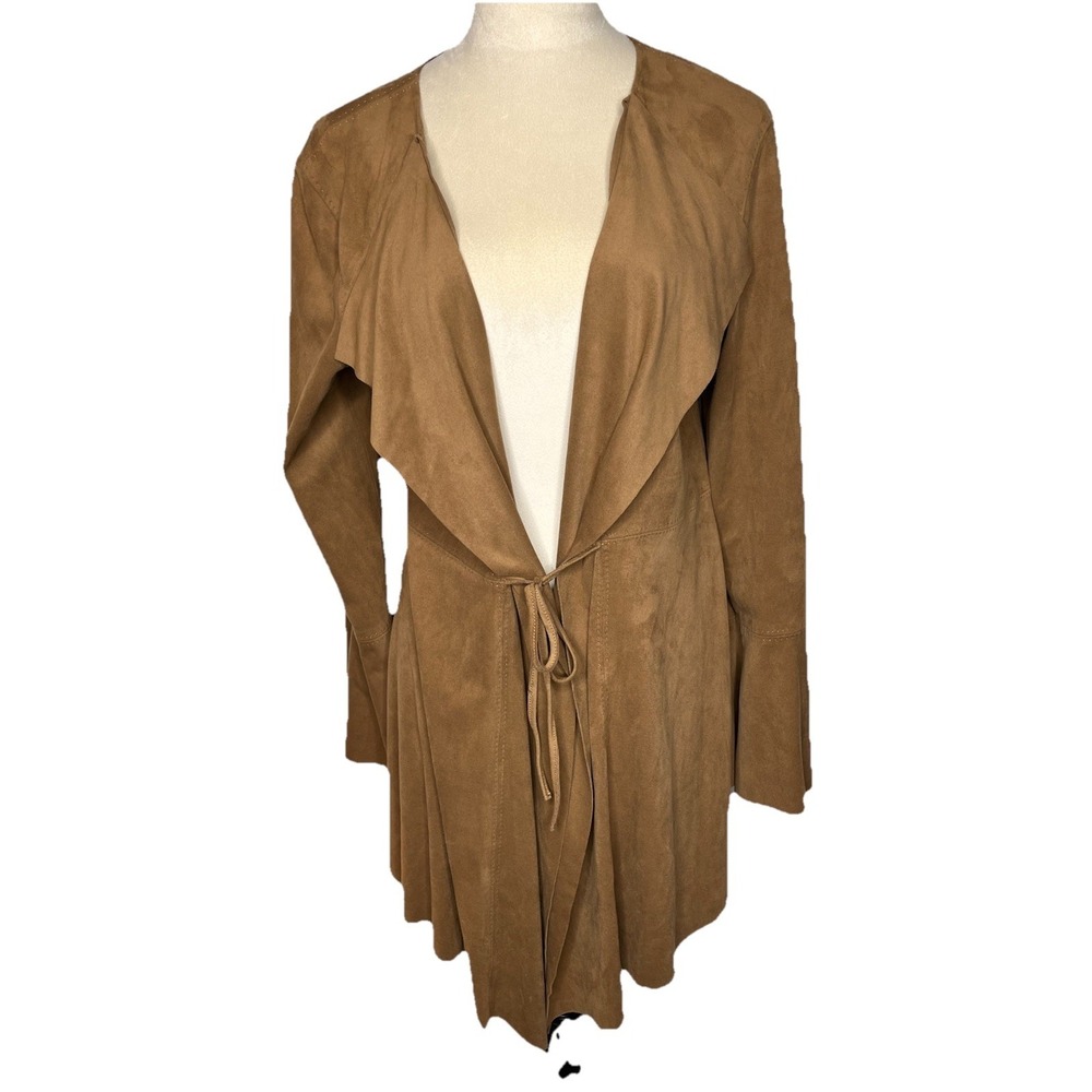 NWT Chelsea & Violet Brown Tie Jacket Women's L Faux Suede Festival Boho Hippie